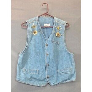 Vintage 90s Y2K Dreams Studded Denim Western Vest - Size M